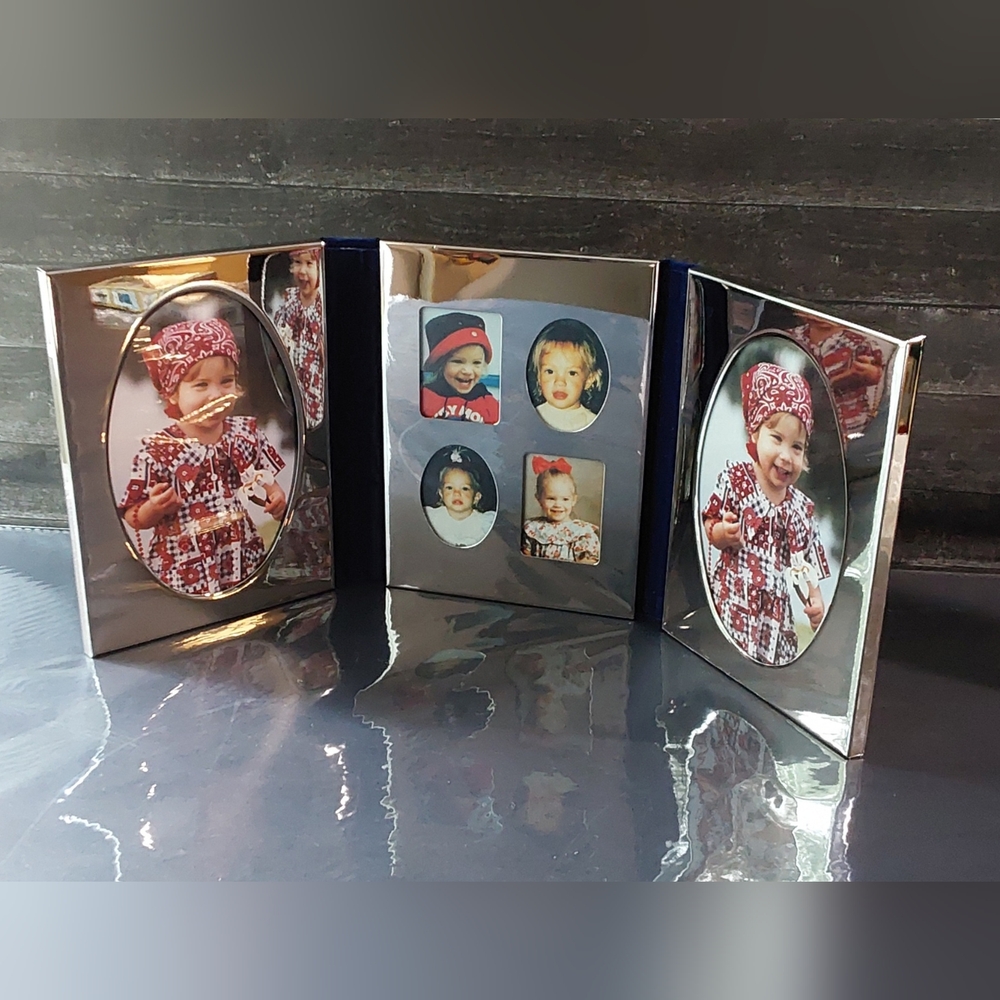 🆕 Photo Picture Frame / Silver-Tone / Triple Slide-on